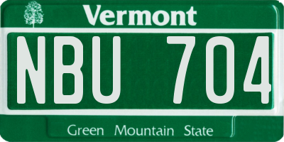 VT license plate NBU704