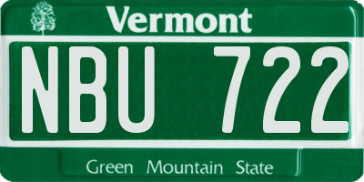 VT license plate NBU722