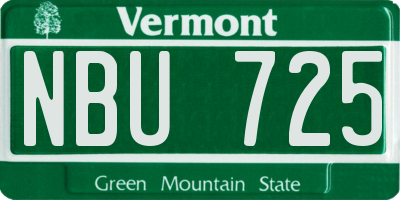 VT license plate NBU725