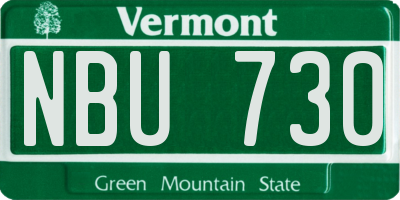 VT license plate NBU730