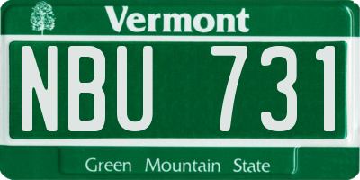 VT license plate NBU731