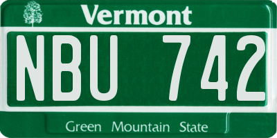 VT license plate NBU742