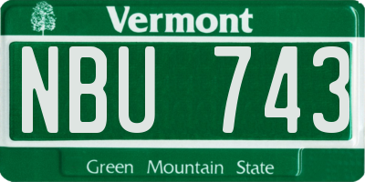 VT license plate NBU743
