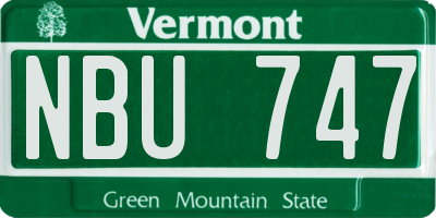 VT license plate NBU747