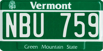 VT license plate NBU759