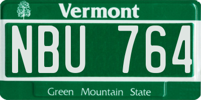 VT license plate NBU764