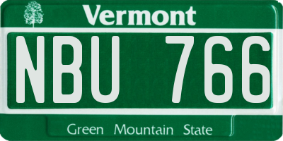 VT license plate NBU766