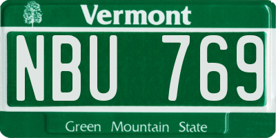 VT license plate NBU769
