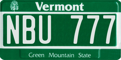 VT license plate NBU777