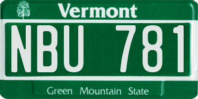 VT license plate NBU781