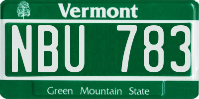 VT license plate NBU783