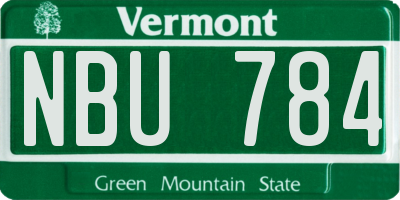 VT license plate NBU784