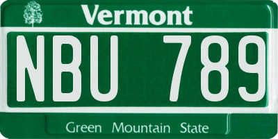 VT license plate NBU789