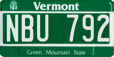 VT license plate NBU792