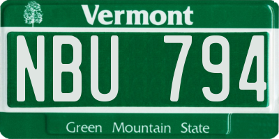 VT license plate NBU794