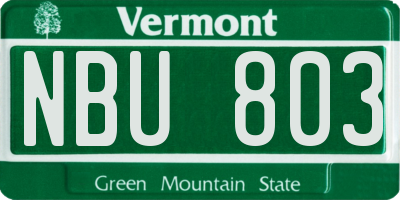 VT license plate NBU803