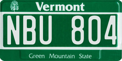 VT license plate NBU804