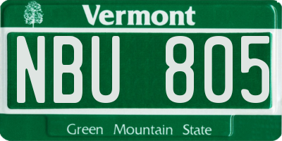 VT license plate NBU805