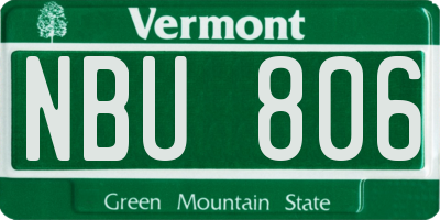 VT license plate NBU806