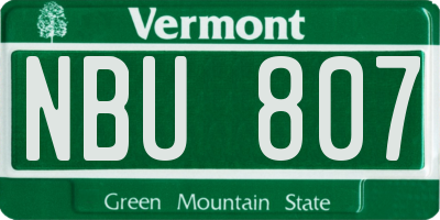 VT license plate NBU807