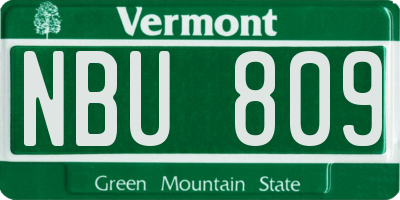 VT license plate NBU809