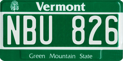VT license plate NBU826
