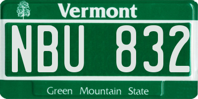 VT license plate NBU832