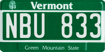 VT license plate NBU833