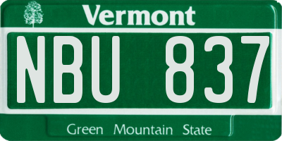 VT license plate NBU837