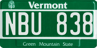 VT license plate NBU838