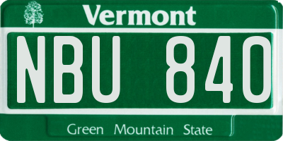 VT license plate NBU840