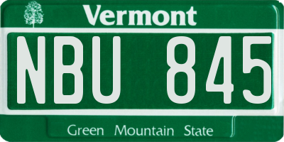 VT license plate NBU845