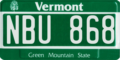 VT license plate NBU868