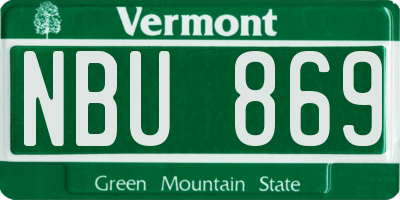 VT license plate NBU869