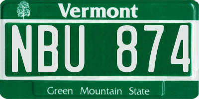 VT license plate NBU874