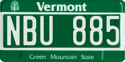 VT license plate NBU885
