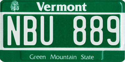 VT license plate NBU889