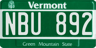 VT license plate NBU892