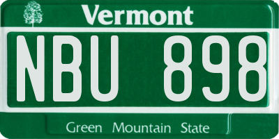 VT license plate NBU898