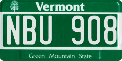 VT license plate NBU908