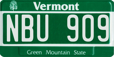 VT license plate NBU909