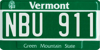 VT license plate NBU911