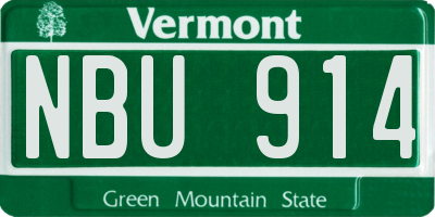VT license plate NBU914