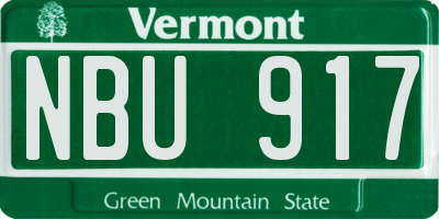 VT license plate NBU917