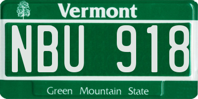 VT license plate NBU918
