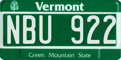 VT license plate NBU922