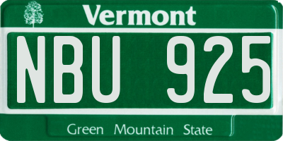 VT license plate NBU925