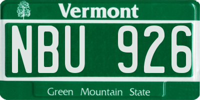 VT license plate NBU926