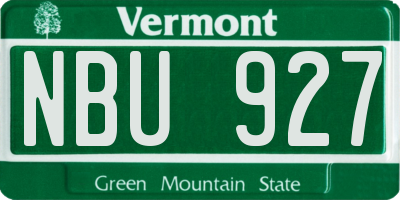 VT license plate NBU927