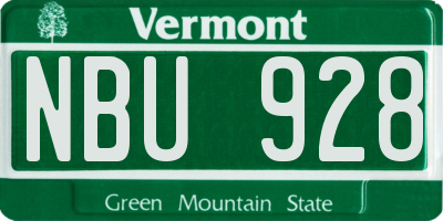 VT license plate NBU928